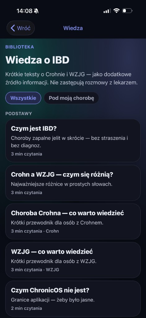 Biblioteka Wiedza o IBD: krótkie teksty o Crohn i WZJG